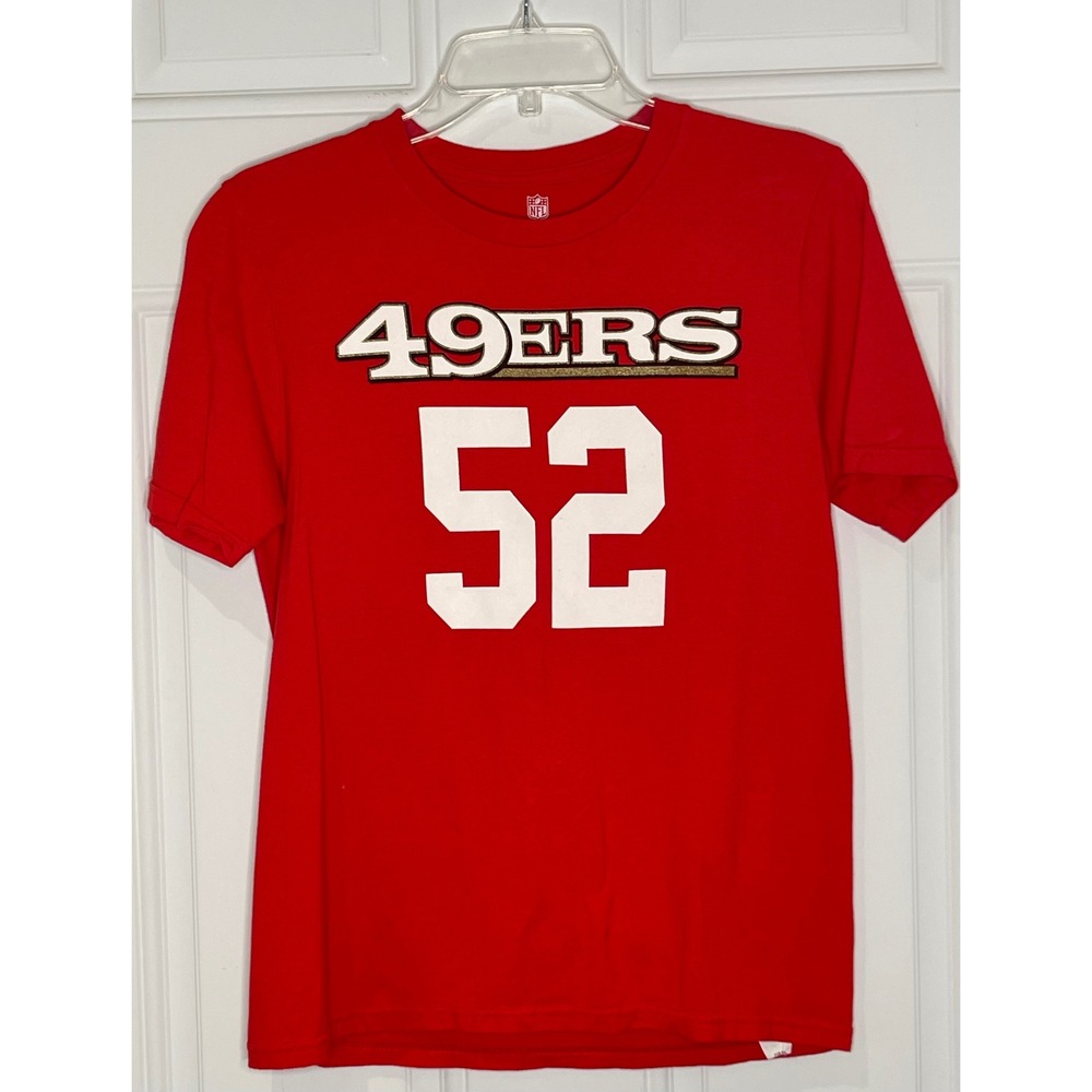 NFL San Francisco 49ers Patrick Willis 52 Youth Large 14/16 Red T-Shirt Cotton